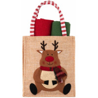 Подарунковий набір рушничків в мішечку ARDESTO Christmas Deer 38х63см, 2шт, 100% бавовна, червоний, зелений