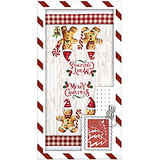 Подарунковий набір рушничків в коробці ARDESTO Christmas Gingerbread 38х63см, 2шт, 100% бавовна, червоний