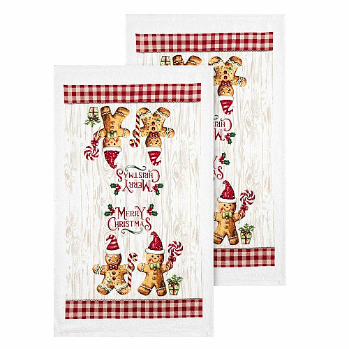 Подарочный набор полотенец в коробке ARDESTO Christmas Gingerbread 38х63см, 2шт, 100% хлопок, красный