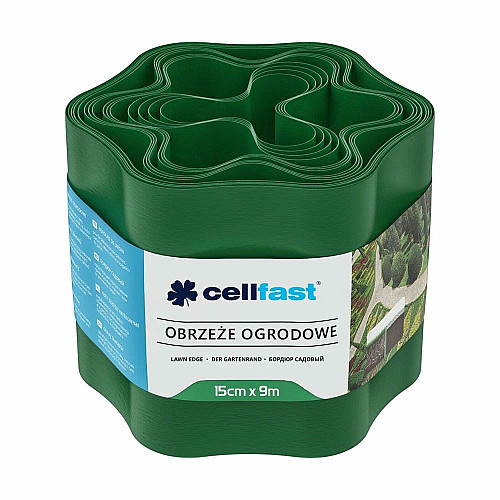 Стрічка газонна Cellfast, бордюрна, хвиляста, 15смх9м, зелений