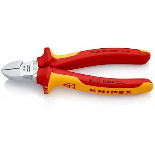 Кусачки-бокорізи KNIPEX, діелектричні, для робіт під напругою 10000В, 160мм, 0.216кг