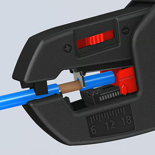 Знімач ізоляції KNIPEX, автоматичний, 0.2-6мм2 кусачки, регулювання довжини, 180мм, 0.151кг