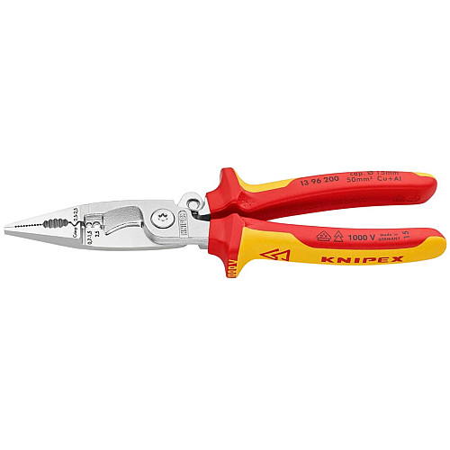Кліщі багатофункціональні KNIPEX, діелектричні, для робіт під напругою 10000В, 200мм