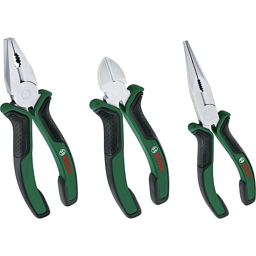 Плоскогубцы Bosch комбинированные, удлиненные, бокорезы, набор 3шт