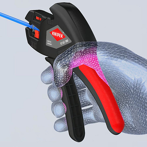 Знімач ізоляції KNIPEX, автоматичний, 0.2-6мм2 кусачки, регулювання довжини, 180мм, 0.151кг