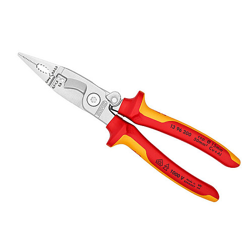 Кліщі багатофункціональні KNIPEX, діелектричні, для робіт під напругою 10000В, 200мм