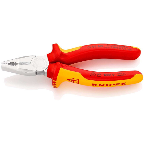 Плоскогубці KNIPEX діелектричні для робіт під напругою 10000В 180мм 0.264кг