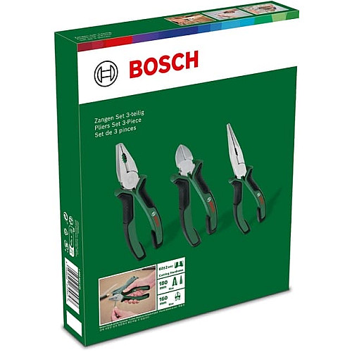 Плоскогубцы Bosch комбинированные, удлиненные, бокорезы, набор 3шт