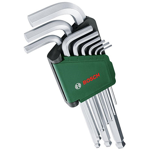 Ключі шестигранні Bosch, кулястий наконечник, 1.5-10мм, CrV, набір 9шт