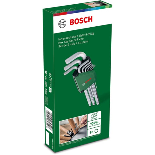 Ключі шестигранні Bosch, кулястий наконечник, набір 9шт