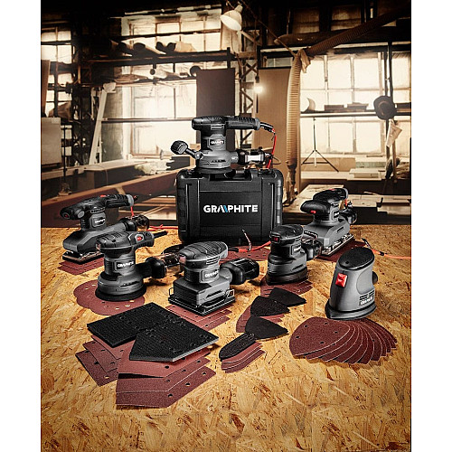Шліфмашина вібраційна GRAPHITE Delta 105Вт платформа 140х140х97 24000кол/хв 0.87кг