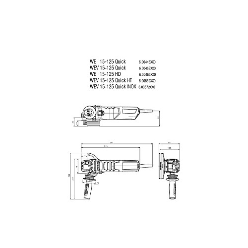Шліфмашина кутова Metabo WEV 15-125 Quick 125мм 1550Вт 2800-11000об/хв 2.5кг