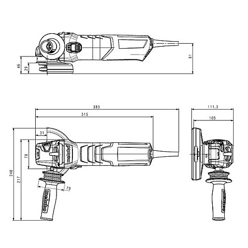 Шліфмашина кутова Metabo WEVA 15-125 Quick 125мм 1550Вт 2800-11000об/хв 2.5кг