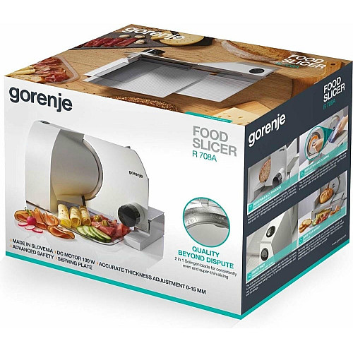 Скиборізка Gorenje, 100Вт, лезо-нержавіюча сталь, діаметр ножа-170мм, корпус-метал/пластик, сірий