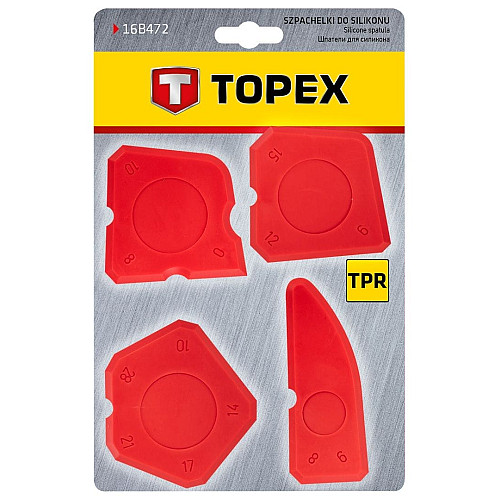 Шпатели TOPEX, пластик на базе силикона, профилированные края, набор 4шт