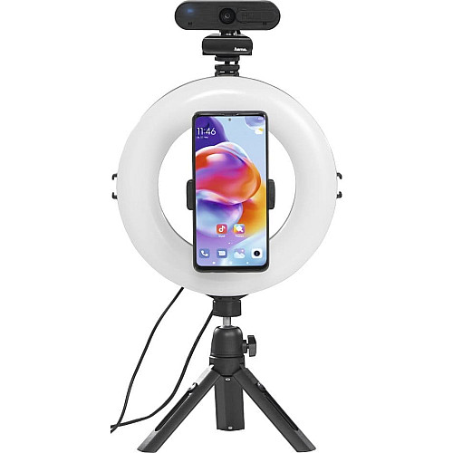 Трипод смартфона Hama Smart-80 V2, шаровидный, 9.5cм, Bluetooth, со светодиодным кольцом, черный