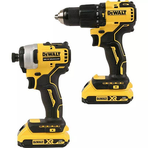 Набір із двох акумуляторних інструментів DeWalt 18В XR дриль-шурупокрут DCD709 шурупокрут ударний DCF80 акб 2х2А·год ЗП та кейс 5.9кг