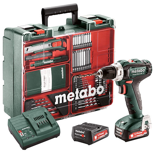 Шурупокрут-дриль акумуляторний Metabo PowerMaxx SB 12 Set 12В 2x2А·год 17·40Нм 0-360·0-1400об/хв 1.1кг