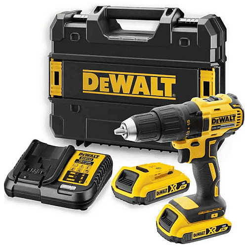 Дрель-шуруповерт DeWalt XR Li-Ion 18В акб 2х2А·час 65Нм 500-1750об/мин патрон 13мм кейс 1.15кг