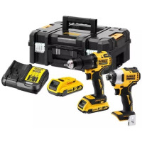 Набір із двох акумуляторних інструментів DeWalt 18В XR дриль-шурупокрут DCD709 шурупокрут ударний DCF80 акб 2х2А·год ЗП та кейс 5.9кг