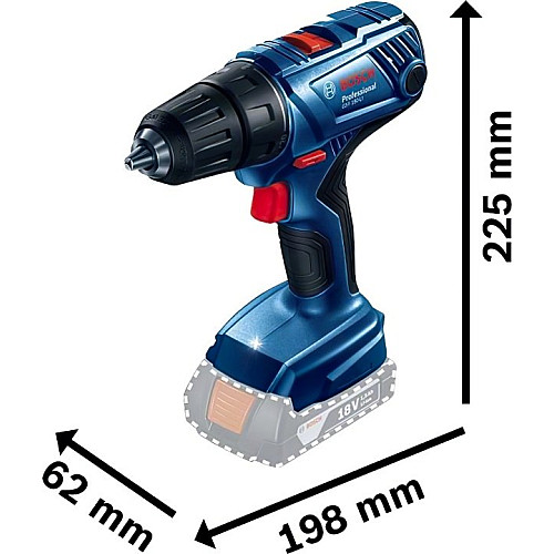 Шурупокрут-дриль акумуляторний Bosch Professional GSR 180-LI 18В 2х2А·год 21-54Нм 450·1900об·хв ЗП GAL 18V-20 кейс 1.6кг