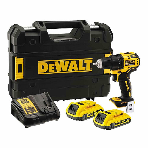 Дрель-шуруповерт DeWalt XR Li-Ion 18В акб 2х2А·час 65Нм 450-1650об/мин патрон 13мм кейс дополнительная рукоятка 1.1кг