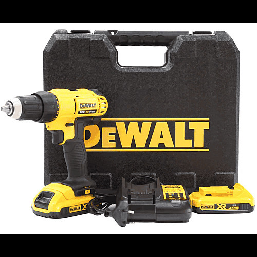 Дрель-шуруповерт DeWalt XR Li-Ion 18В акб 2х2А·час 42Нм 450-1800об/мин патрон 13мм ЗП кейс 1.28кг