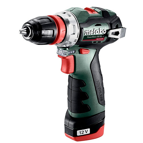 Шуруповерт-дрель аккумуляторная Metabo PowerMaxx BS BL Q 12В 2х2.0А·час 20·38Нм кейс 0-400·0-1500об/мин 0.8кг