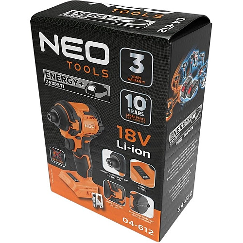Гайковерт ударный Neo Tools Energy+ 18В 300Нм 3600об/мин 1/4