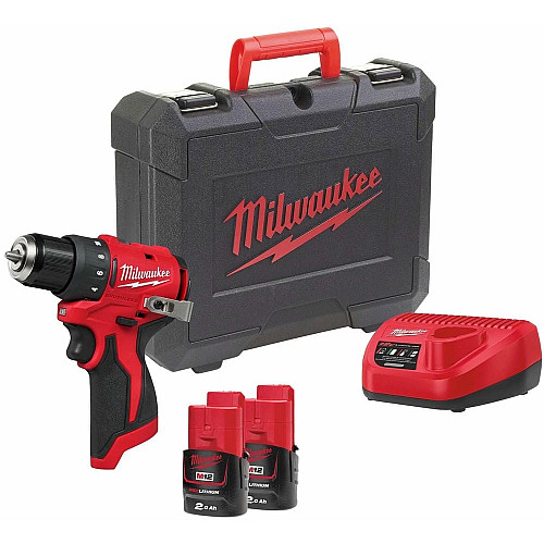 Шуруповерт-дрель аккумуляторная Milwaukee M12 BLDDRC-202C 12В 2х2А·час 40Нм 0-550-1700об/мин ЗП C12C кейс 1.2кг