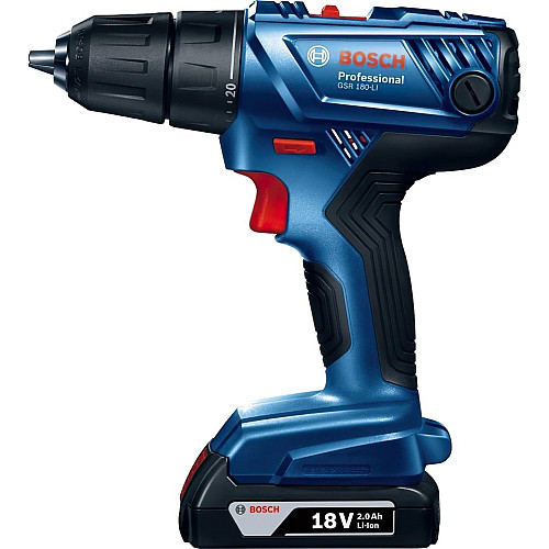 Шурупокрут-дриль акумуляторний Bosch Professional GSR 180-LI 18В 2х2А·год 21-54Нм 450·1900об·хв ЗП GAL 18V-20 кейс 1.6кг