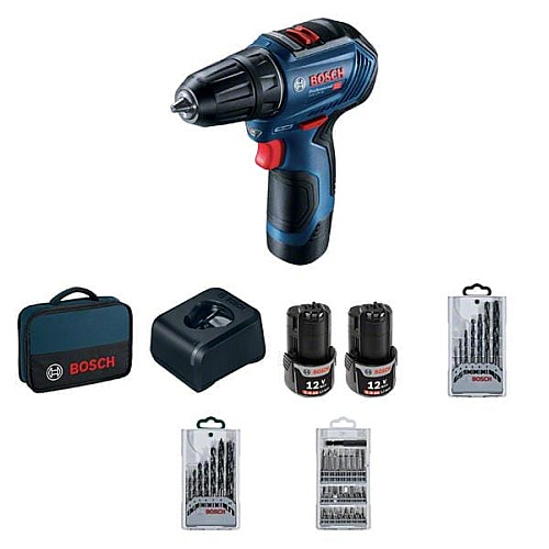 Шуруповерт-дрель аккумуляторная Bosch Professional GSR 12V-30 12В 2х2А·час 18·30Нм 420·1600об/мин 0.89кг кейс набор оснастки