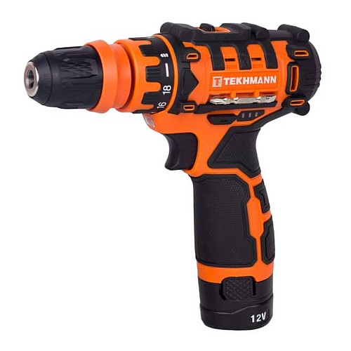 Шуруповерт-дрель аккумуляторная Tekhmann TCD-12/2 DFR 12В 2х2А·час 20Нм 350·1500об/мин 1.1кг