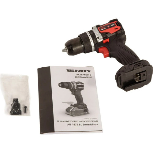Шурупокрут-дриль акумуляторний Vitals Professional AU 1875 BL SmartLine+ 18В 75·20Нм 500·2000об/хв 1.2кг без АКБ та ЗП