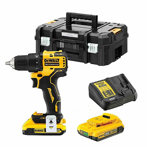 Дрель-шуруповерт DeWalt XR Li-Ion 18В акб 2х2А·час 65Нм 450-1650об/мин патрон 13мм кейс дополнительная рукоятка 1.1кг