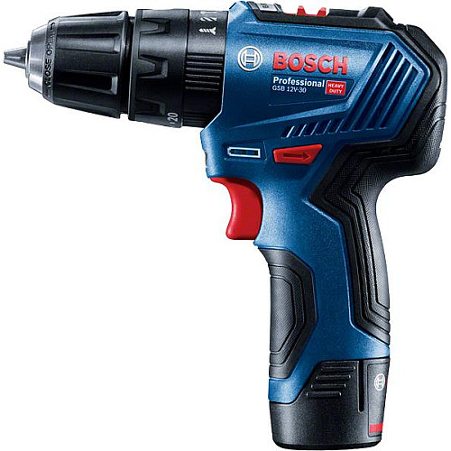 Шурупокрут-дриль ударний акумуляторний Bosch Professional GSB 12V-30 12В 2х2А·год 18·30Нм 0-420·1600об/хв кейс 0.82кг