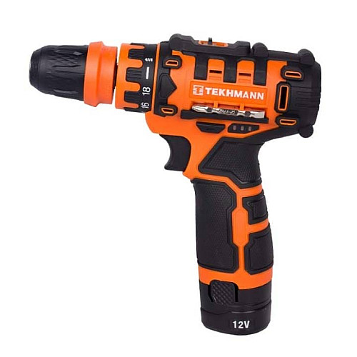 Шуруповерт-дрель аккумуляторная Tekhmann TCD-12/2 DFR 12В 2х2А·час 20Нм 350·1500об/мин 1.1кг