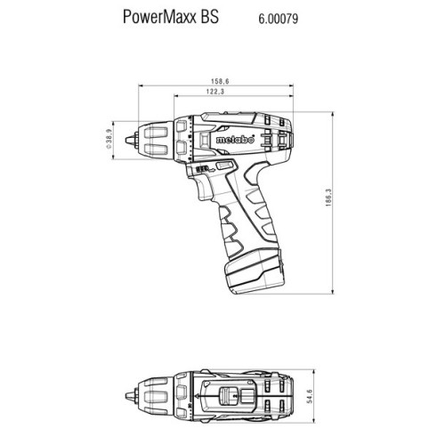 Шурупокрут-дриль акумуляторний Metabo PowerMaxx BS 10.8В 2x2.0А·год 17·34Нм 0-360·0-1400об/хв 0.95кг