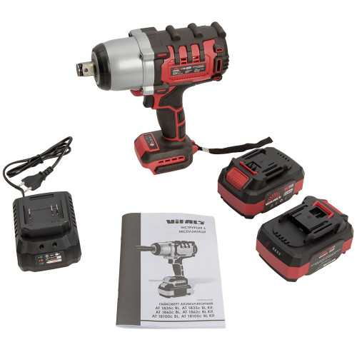 Гайковерт ударний акумуляторний Vitals Master AT 18100c BL Kit 18В 2х4А·год до 2500об/хв 3500уд/хв 1000Нм квадрат 3/4
