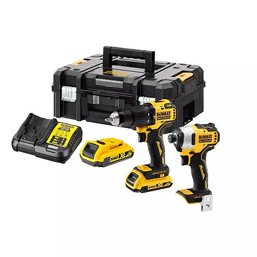 Набір із двох акумуляторних інструментів DeWalt 18В XR дриль-шурупокрут DCD709 шурупокрут ударний DCF80 акб 2х2А·год ЗП та кейс 5.9кг