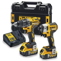 Набор из двух аккумуляторных инструментов DeWALT 18В дрель-шуруповерт DCD791 ударный шуруповерт DCF887 акб 2х5А·час ЗП TSTAK 4.2кг