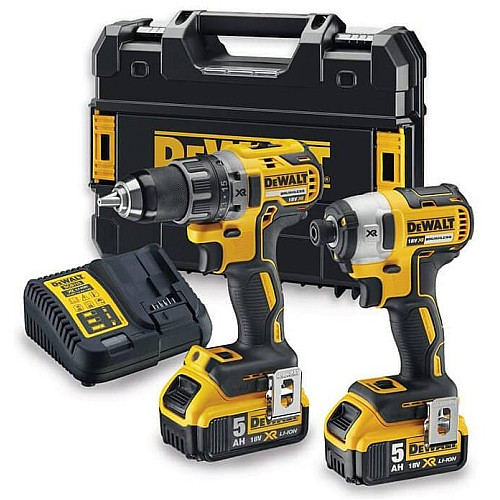 Набор из двух аккумуляторных инструментов DeWALT 18В дрель-шуруповерт DCD791 ударный шуруповерт DCF887 акб 2х5А·час ЗП TSTAK 4.2кг