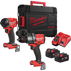 Набір із двох акумуляторних інструментів Milwaukee M18 M18FPP2A3-502X шурупокрут-дриль M18 FPD3-0X гвинтоверт ударний M18 FID3-0X акб М18 1х5А·год ЗП M12-18FC TURBO кейс