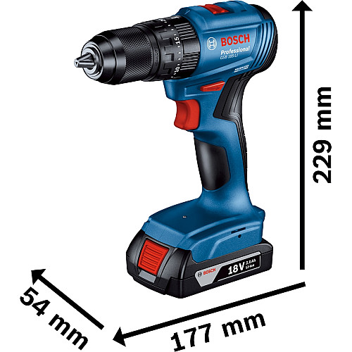 Шурупокрут-дриль ударний акумуляторний Bosch Professional GSB 185-LI 18В 2х2.0А·год 50Нм 500·1900об/хв кейс 1кг