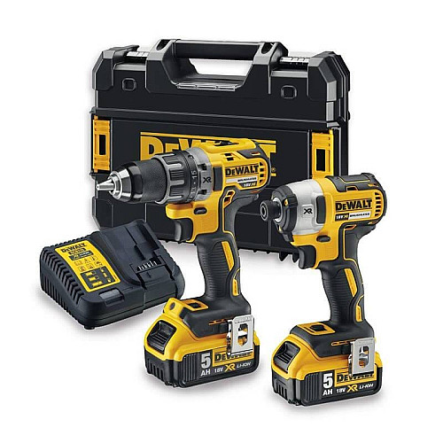 Набор из двух аккумуляторных инструментов DeWALT 18В дрель-шуруповерт DCD791 ударный шуруповерт DCF887 акб 2х5А·час ЗП TSTAK 4.2кг