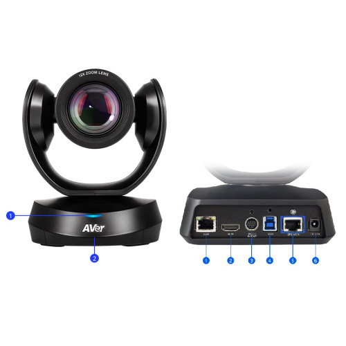 Система відеоконференцзв'язку AVer VC520 Pro 3, 12x Optical Zoom, Full HD, PTZ, 2 х Omni-mic, радіус дії 3 м, USB, RJ45, PoE, 3.5 mini jack, чорний