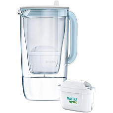 Фільтр-глечик Brita Glass Jug One скляний 2.5л (1.7л очищеної води) з фільтр-картриджем, синій