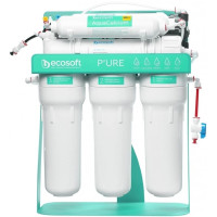 Фільтр зворотного осмосу Ecosoft P’URE AQUACALCIUM Mint з помпою на станині, мембрана 75gpd DuPont, картридж AquaCalcium збагачує мінералами, дренаж 1:1