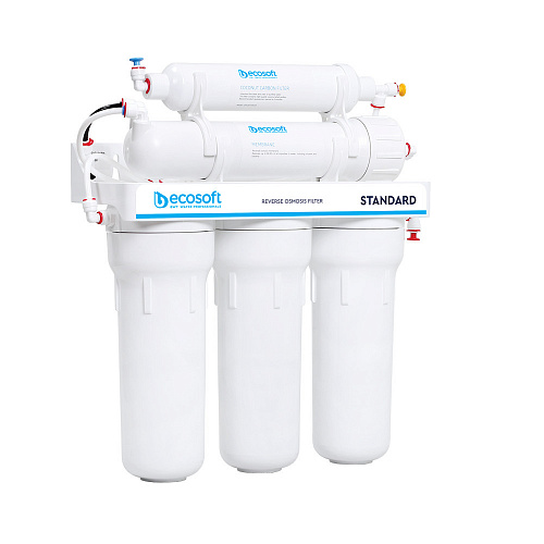 Фільтр зворотного осмосу Ecosoft Standard 5-50M PRO з мінералізатором, мембрана 50gpd, кран капля, дренаж 1:2