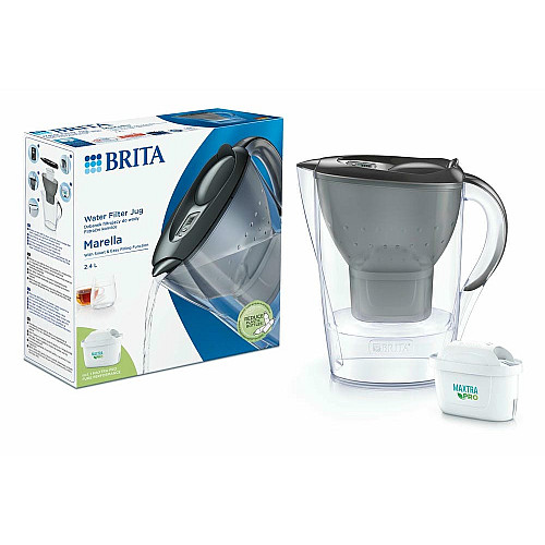 Фільтр-глечик Brita Marella Memo MXPro 2.4л (1.4л очищеної води) з фільтр-картриджем, графіт